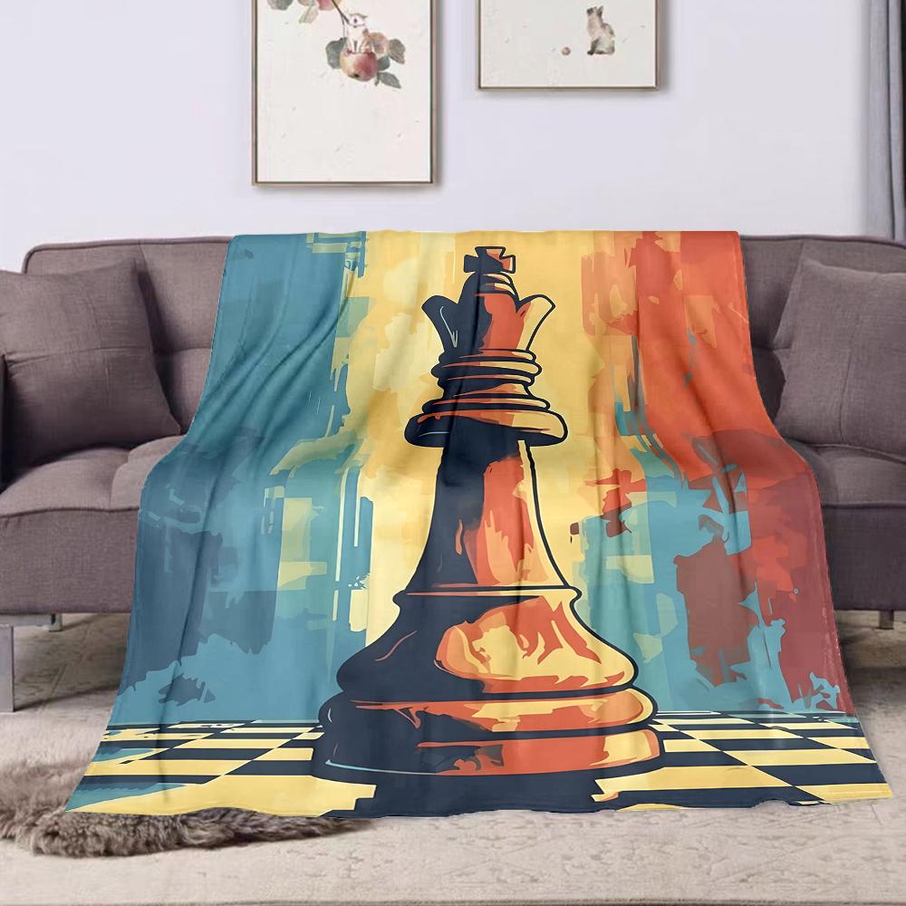 Chess King Abstract Design Blanket Patterned flannel blanket perfect for the bedroom living room, sofa, or a little nap