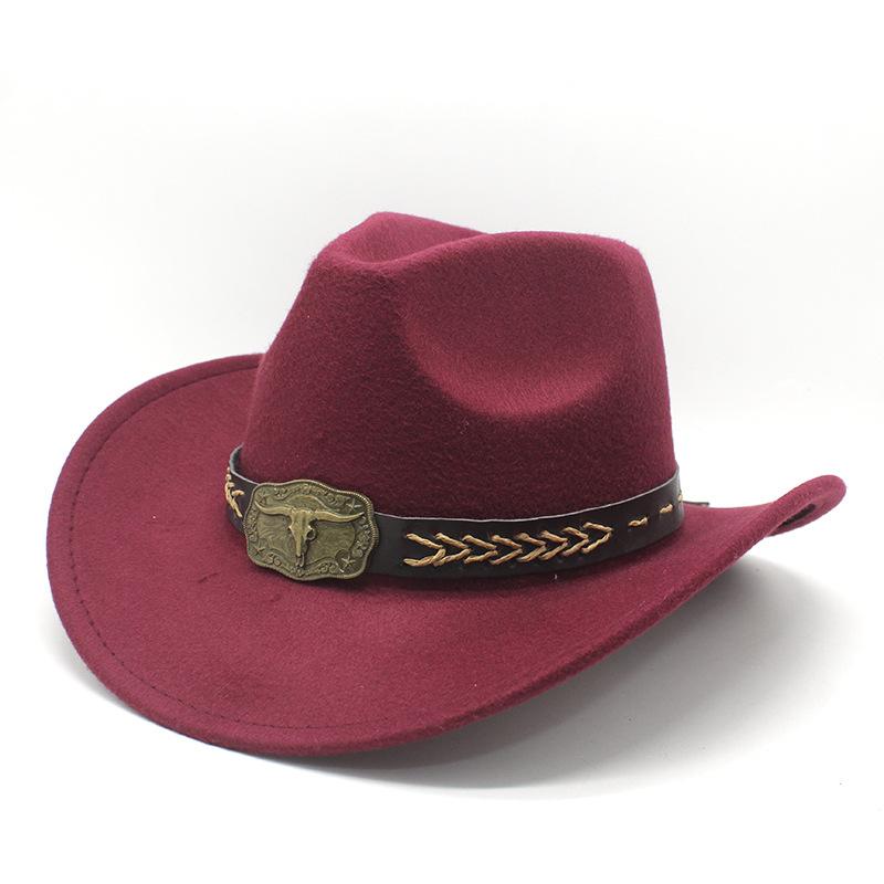 Ethnic Tibetan Style Western Cowboy Hat Top Hat Men'S And Women'S Felt Hat Rolled-Brim Jazz Hat Hat Tide