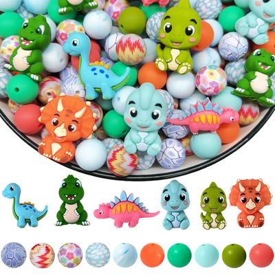 25/39/78PCS 3D Dinosaur Silicone Bead Set, Perfect for DIY Handmade Crafts Such As Keychains, Necklaces, Bracelets, Etc