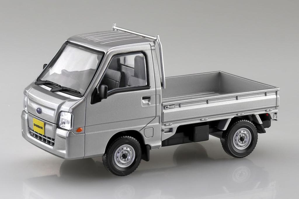 Aoshima Bunka Kyozai Scale Rakupla Snap Kit Subaru Sambar Truck Sterling Silver Metallic Plastic Model Kit 1/32 No.05-SS Pre-Colored (Automobile)