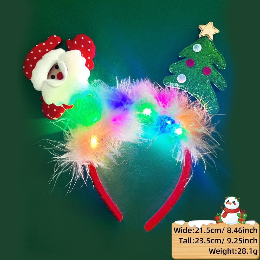 Unique And Colorful Christmas Antler Headband With Soft Plush And Lights For Creative Outfits Party