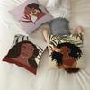 Art African Women Leaf Office Cushion Pillowcase Car Cushion Cover45X45CM Lumbar Pillowcase Sofa Pillowcover