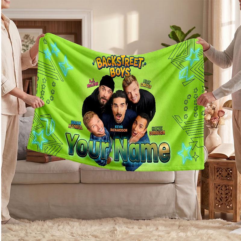 Backstreet Boys Flannel Blanket, Custom Name Text Personalized Soft Throw Blanket Home Decor Gift