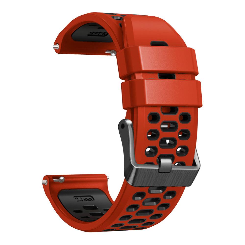 

For Suunto 7/9/9 Baro Dual-color Silicone Watch Band 24mm Multi-hole Design Quick Release Wristband Strap Black/Red