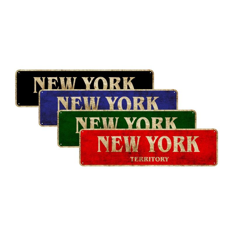 New York Territory Vintage Aluminum Sign Retro Rustic Man Cave Tin