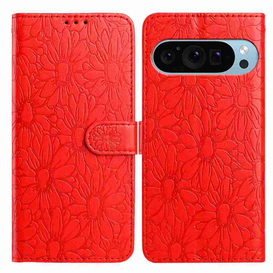 10-Color Daisy Embossed Flip Card Case for Google Pixel 6,Pixel 7,Pixel 8,Pixel 9,Pixel 10 series...