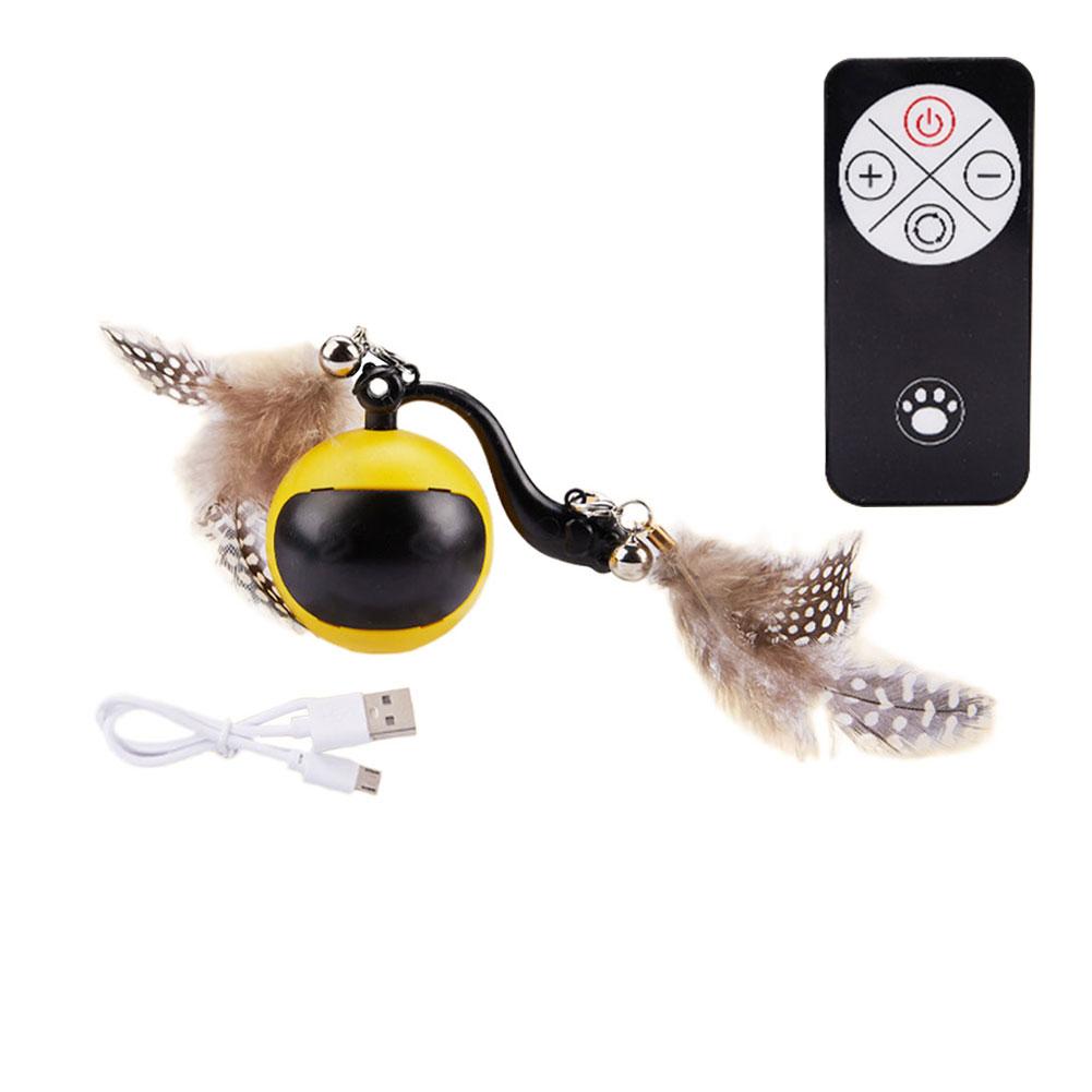 

Automatic Rolling Ball with Feather Tails & Sound Interactive Cat Toy Ball Electric Cat Ball Toys for Cats and Kittens жёлтый