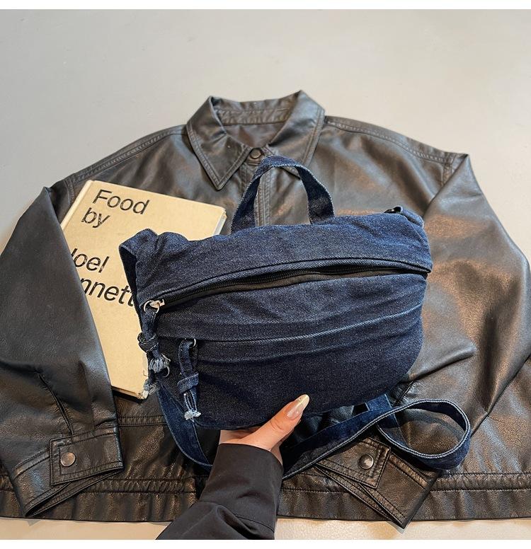 Denim bag women's 2025 new popular fashion casual versatile shoulder bag large capacity messenger handbag