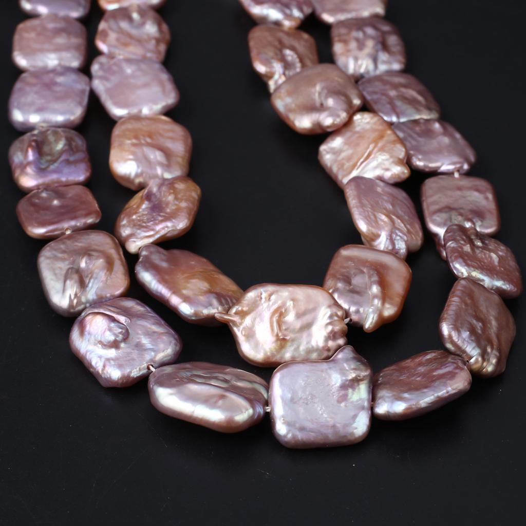 1String, Purple Natural Freshwater Pearls, Baroque Rectangle Pearl Beads, 15×18 Mm, for DIY Necklace Accessories, Jewelry Making, Women Gift, 36 Cm