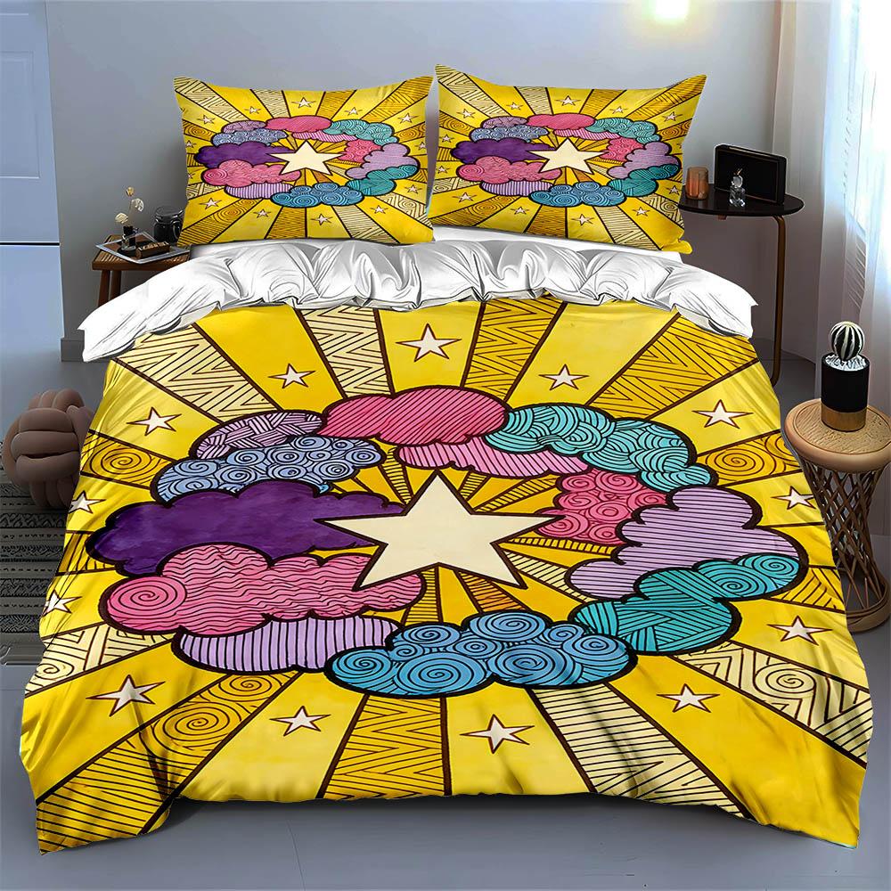 Colorful, Starburst, Clouds. Bedding Duvet Cover Sets Duvet Covers Pillowcases Gifts (1 * Duvet Cover 2 * Pillowcases, Without Duvet Insert)