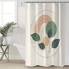 Polyester Duschvorhang - Blatt- & Regenbogen-Print, Beige Hintergrund, Keine Haken Benötigt, Moderne Badezimmer Sichtschutz-Dekoration