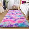 Rainbow Fluffy Carpet Shaggy Fuzzy Rugs for Bedroom Fluffy Furry Big Rug Hallway Entrance Door Mats Teen Room Decoration Carpet