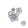 Exquisite Hollow Out Flower  Silver Ring Women for Ring Fashion AAA Zircon Women's Engagement Open Ring Party
