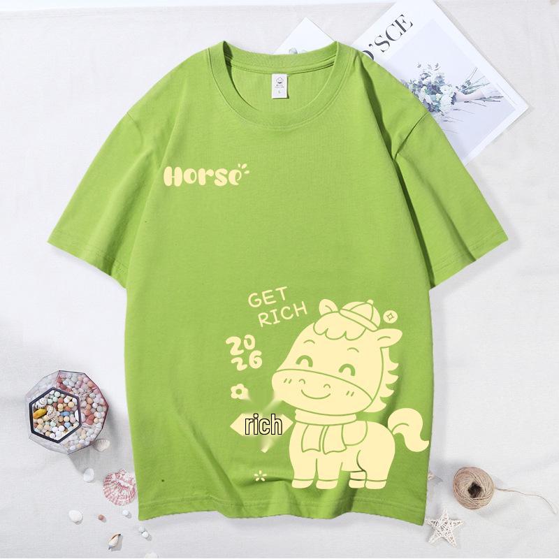 2026 Year of the Horse Red Parent-Child Festive T-shirts for Family of Three or Four