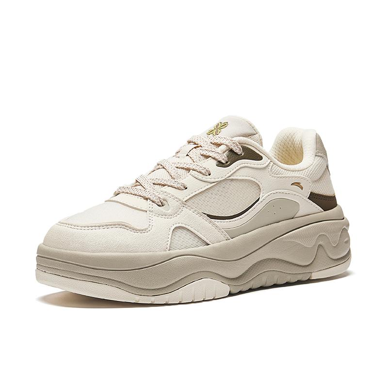 Anta Seaweed 2.0 Classic Versatile Comfortable Fashion Slip-Resistant Durable Breathable Low-Top Skate Shoes Women Sneaker Beige 922528011-5