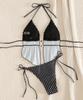 Fato de Banho Feminino Preto Bolinhas Sexy Decote Halter Costas Nuas Amarrado nas Laterais Fato de Biquíni Roupa de Praia Fatos de Banho