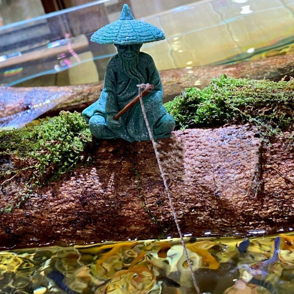 Cute Sitting Fishing Figurine Delicate Dolls Statue Desktop Cculpture  Living Room