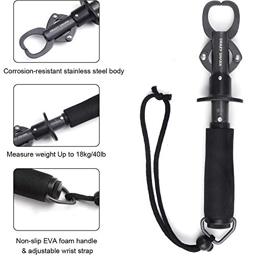 CRAZY SHARK Fish Grip, Fish Catcher, Fish Grabber, Lightweight Fish Gripper, Stainless Steel, Multi-Function Tool, Portable