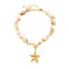 Ocean Wind Shell Piece Starfish Necklace, Fashion Pentagram Pendant Collarbone Chain Necklace