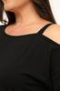 Women's Big Size Blouse Plus Size Asymmetrical One Shoulder Blouse with Tape Detail