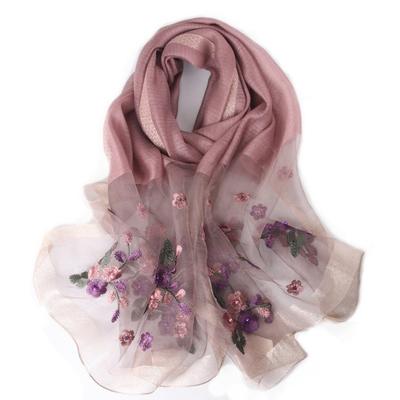 Bordado, Bordado, Cuentas Hechas a Mano, Seda, Bufanda de Lana y Seda, Bufanda Versátil de Color Sólido para Mujer de Primavera y Otoño, Bufanda Gratis para Madre
