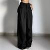 Sexy Nízký Pas Volné Rovné Kalhoty Dámské Letní Streetwear Móda Jednobarevné Dlouhé Kalhoty S Kapsami Ležérní Dámské Pantalon