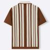 Herren Gestrickte Kurzarmhemden Lässig Atmungsaktiv Knopfleiste Kragen Gestreifte Hemd Tops Sommerurlaub Vintage Strick Golf Strandhemden Oberteil für Herren