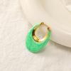 Women 18K Gold Plated Titanium Steel U-shaped Glaze Drop Dangle Earrings Niche Light Luxury Autumn Winter Daily Commute Street Shooting Jewelry
