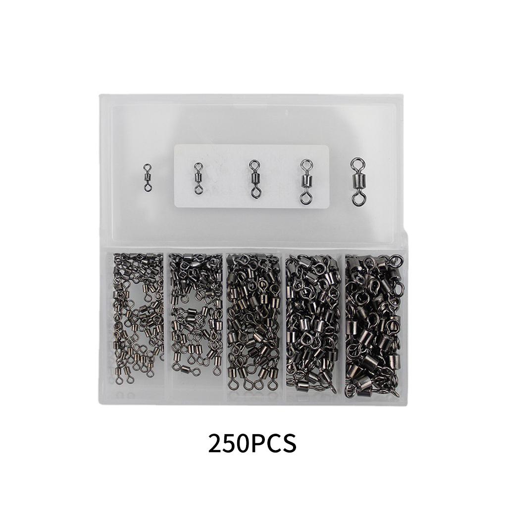 251pcs Connector Bearing Solid Connectors with Fishing Snap High Strength Ball Clips Rotating Swivel Locks Set
