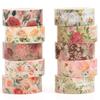 Songdao Washi Colorful Floral Set Floral Masking Garden Pattern Perfect for and Gift Wrapping 15mm X 2m Tape, Pattern, 10-Roll Tape, / Planners,