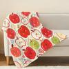 Cartoon Apple Series Flannel Blanket High Dense Velvet Soft Cozy Throw, Ideal for Home, Sofa Nap, Warm Decor, Christmas & Halloween