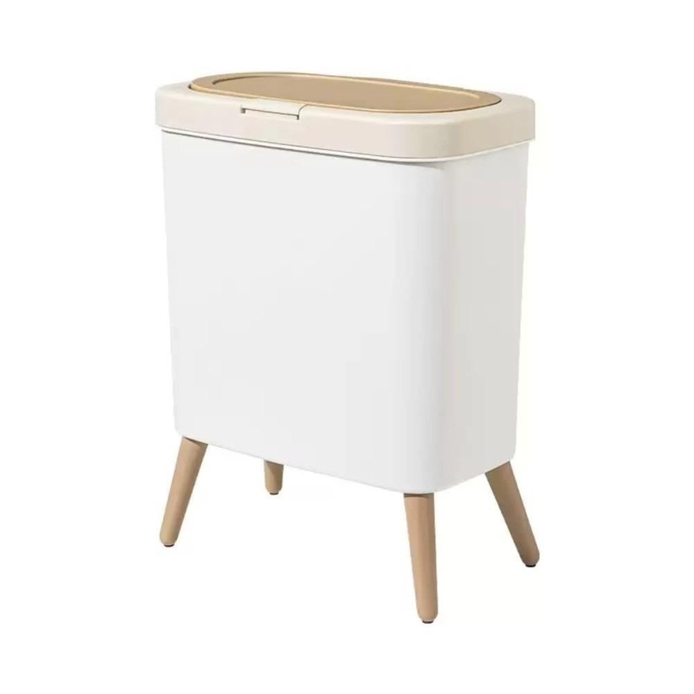 Large Capacity S/M/L Trash Can with Lid Press Type Waste Bin with Legs Narrow Plastic Trash Bin Kitchen Household Cleaning Tools