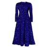 IHUASU Spring Autumn Women's Round Neck Long Sleeve Solid Color Sequin High Waist Style Long High Waist Dress