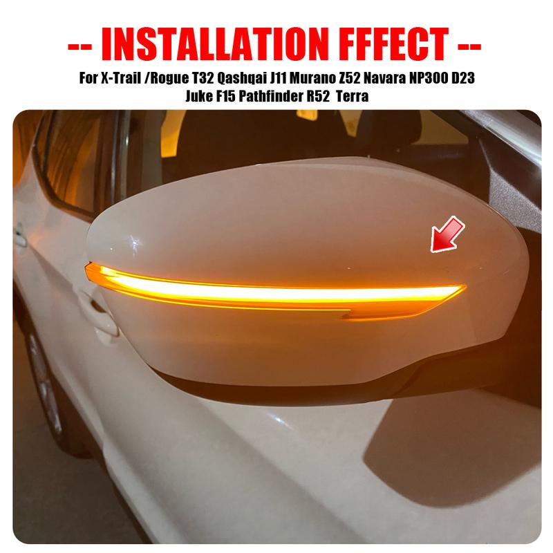 Nissan X-Trail T32 Qashqai J11 Murano Z52 Navara NP300 Pathfinder Juke LED dönüş sinyali ışıkları Ayna için Dinamik Sinyal Lambası
