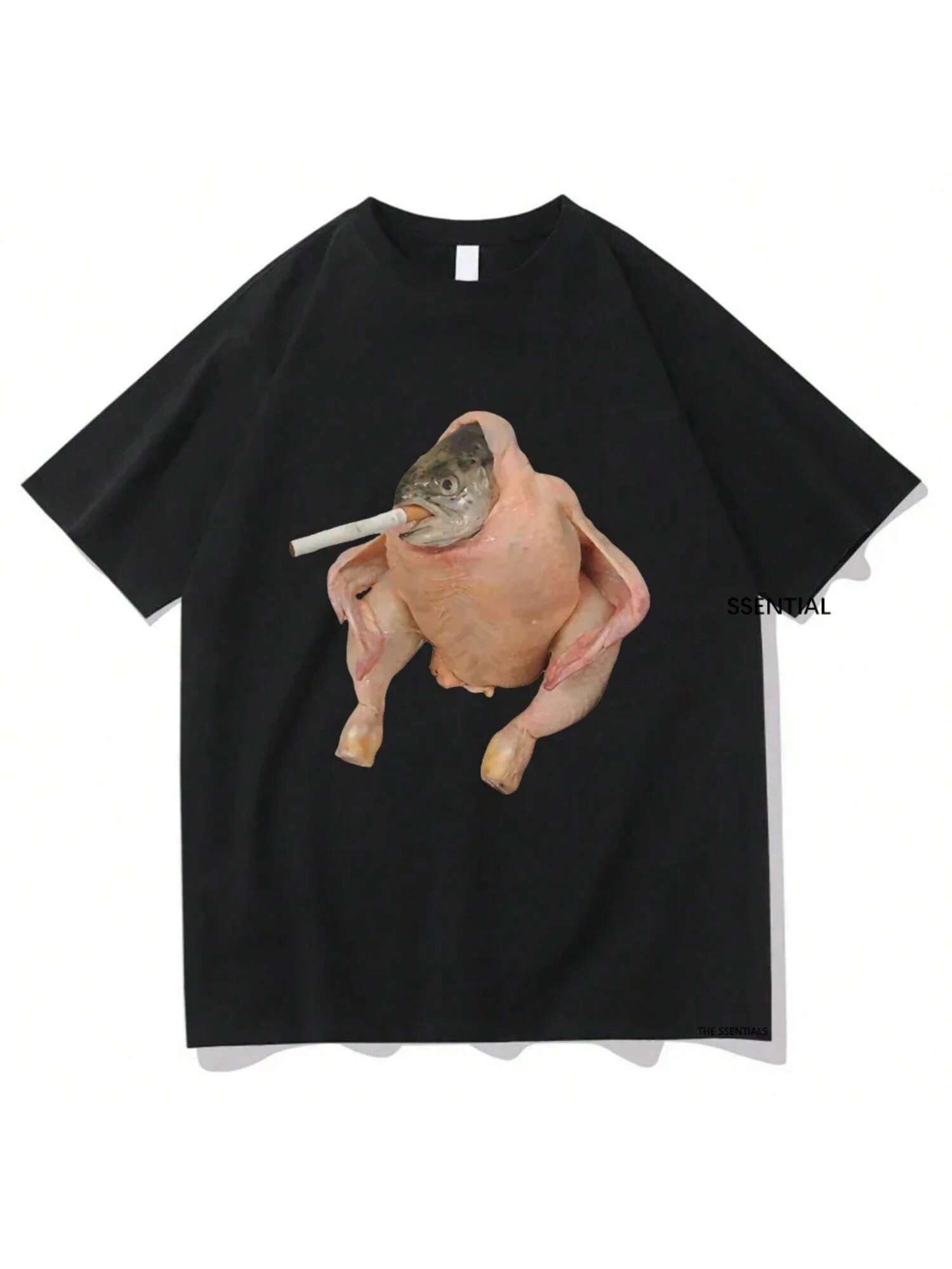 Fish Face Chicken Smoking A Cigarette Meme Tshirt Funny unisex Wounisex Clothing Harajuku T-Shirt Unisex Tops Graphic T Shirts S разноцветный
