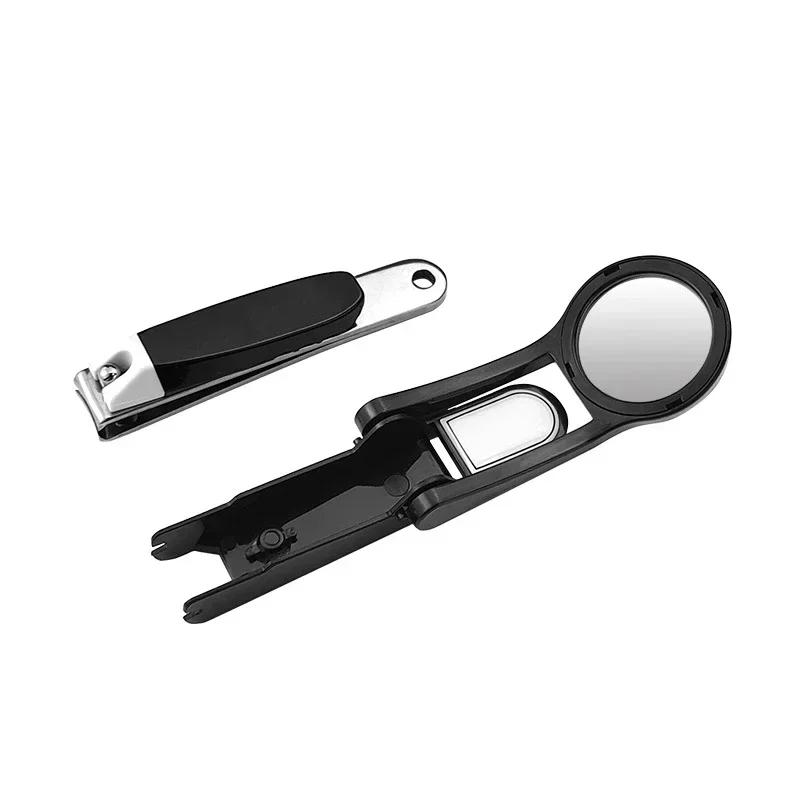 1Pc Nail Clipper with Magnifying Glass for The Elderly Practical Anti-splash Stainless Steel Nail Clipper Beauty Tools Wholesale