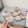 Girls Sandals 2025 New Summer Children's Shoes Fashion Bag Head Woven Princess Shoes Girls Soft-soled Beach Shoes