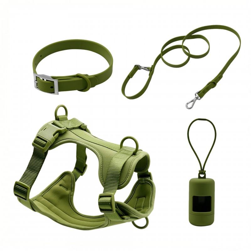 Dog Harness Set PVC Waterproof Chew Proof Small Dogs Leash Collar