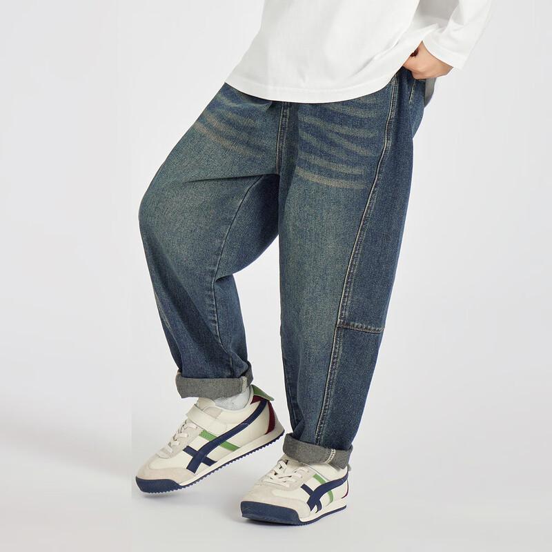 Duoduojia Boys' Washed Loose-Fit Retro Dad Jeans