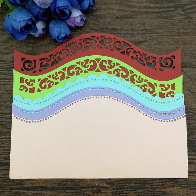 6PCS Vintage Lace Embrossing Curved Wavy Border Edge Metal Cutting Dies Embossing Scrapbooking Paper