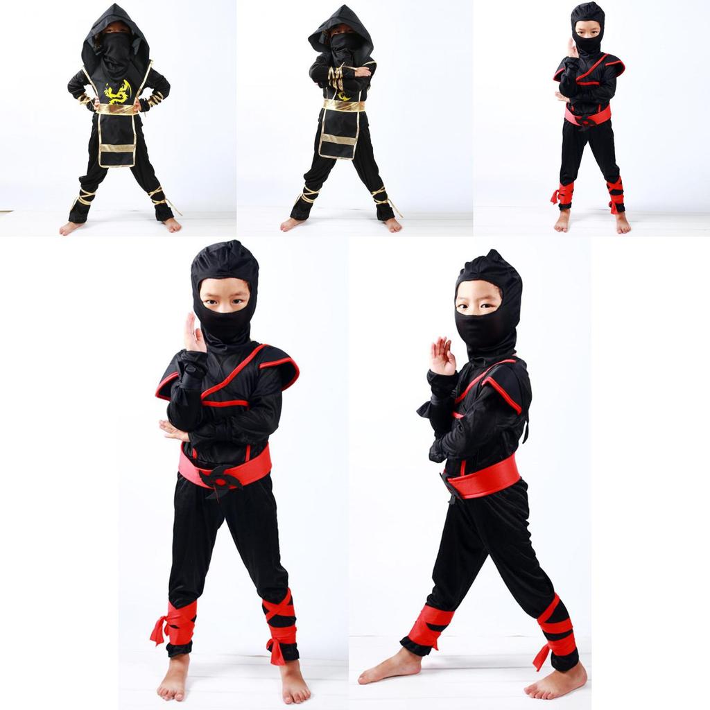 Stunning Boys Kids Ninja Assassin Samurai Warrior Fancy Dress Costume For Halloween