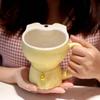 Cartoon Animal Open The Mouth Mug Ceramic Porcelain Cat Rabbit Bear Coffee Tea Mug With Handle Breakfast Cup