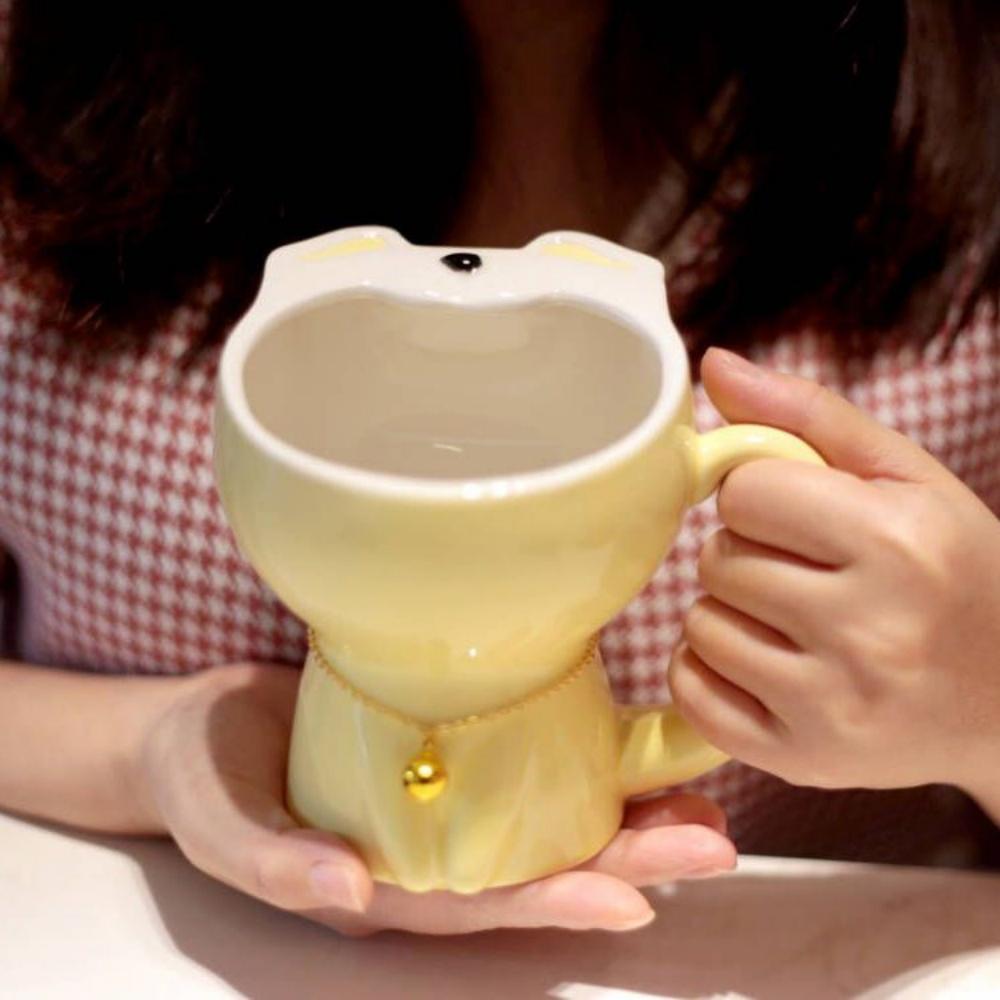 Cartoon Animal Open The Mouth Mug Ceramic Porcelain Cat Rabbit Bear Coffee Tea Mug With Handle Breakfast Cup