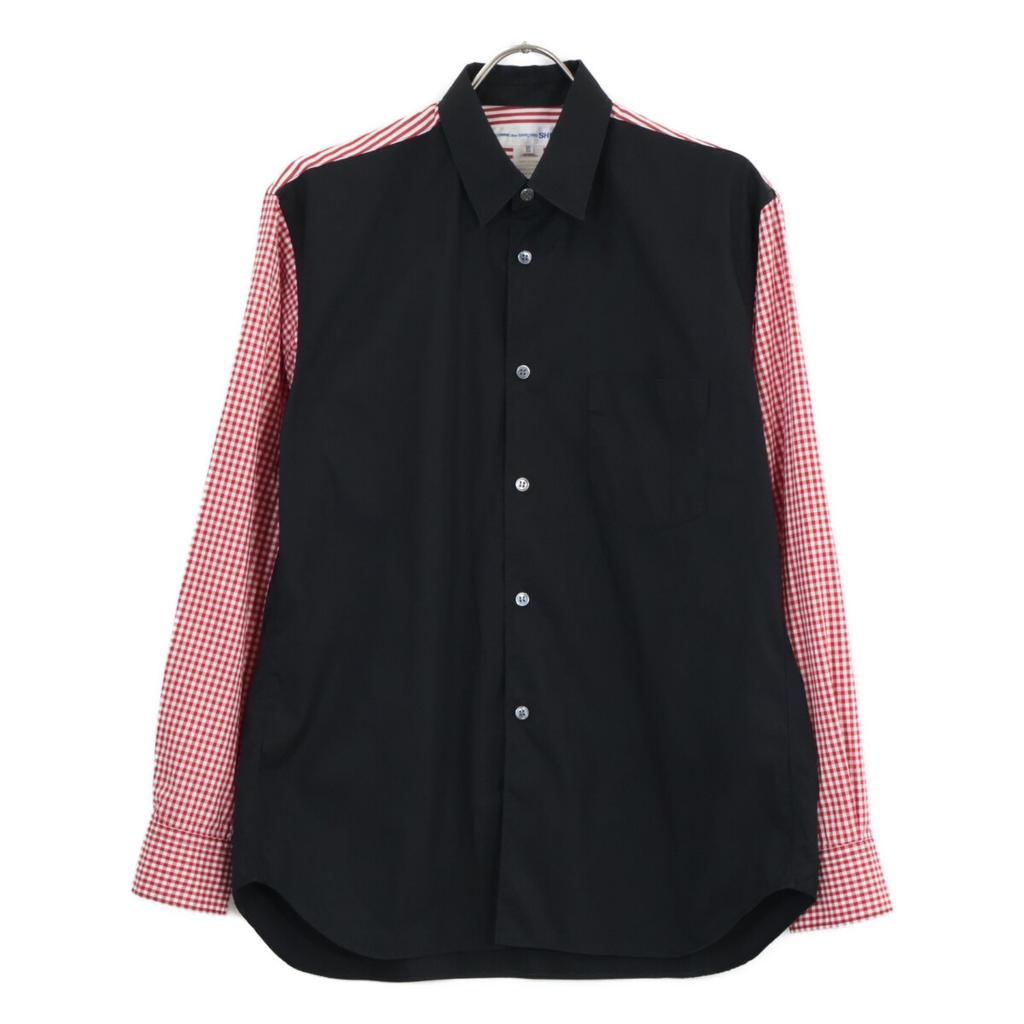 COMME Des GARCONS SHIRT [22Stainless Steel] FI-B025 Arm/Yoke Switch Long Sleeve Shirt Tops XS Black / redUsed
