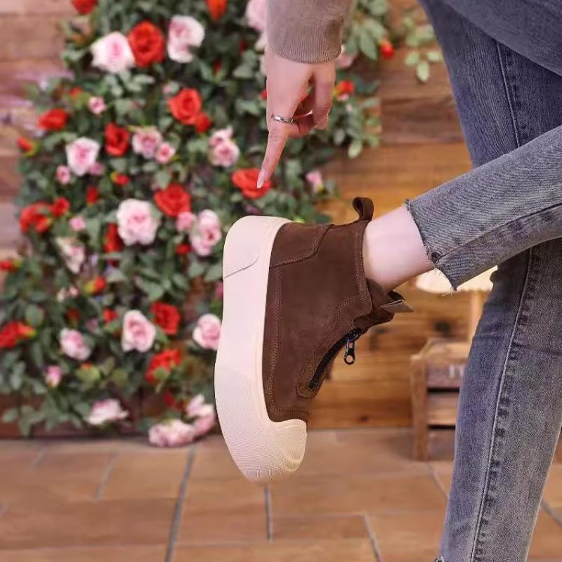 

Модные туфли с круглым носком, женские сапоги до середины голени, женские роскошные дизайнерские туфли на молнии с плоским каблуком, женские 2025, модные резиновые осенние низкие рок-ботинки 35 верблюд