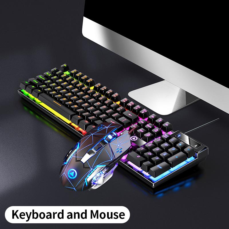Wired Backlit Keyboard and Mouse Combo USB Ergonomic Mechanical Feel Gaming Office Keyboard Mouse Set for Desktop Laptop PC Home