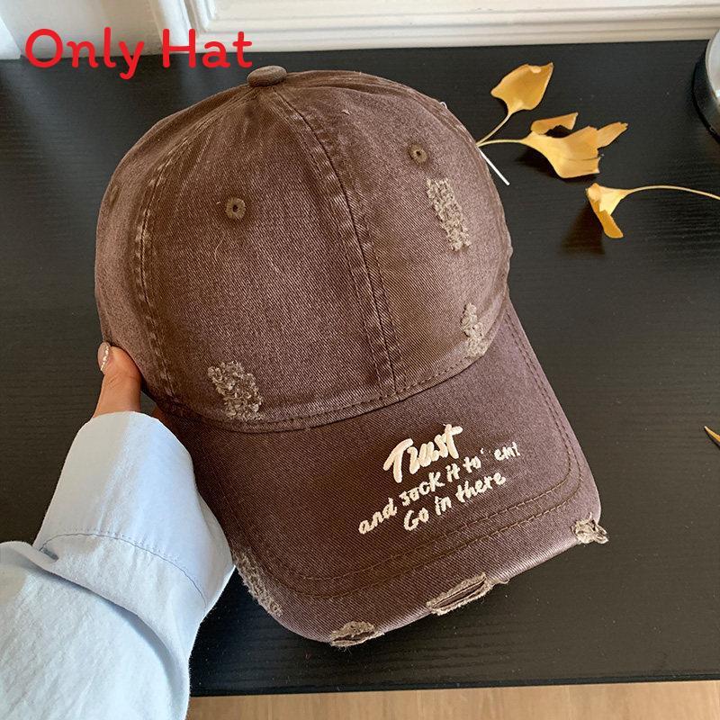 Vintage Style Cotton Baseball Cap With Embroidered Letters For Women Spring Summer Sun Protection
