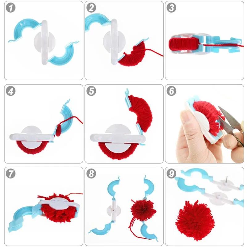4pcs/set Weave Tool Pompon Braider Knitting Wool Ball Making Machine Pompon Maker Hairy Device Sewing Accessories Knitting Tools