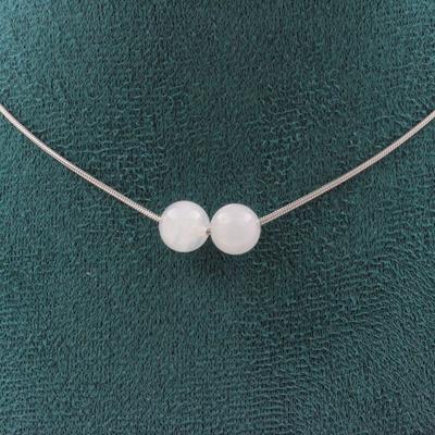 Stones and Minerals. Necklace 2 Beads Moonstone from Sri Lanka 8 Mm Steel Chain Necklace for Women, Men. Customizable Size