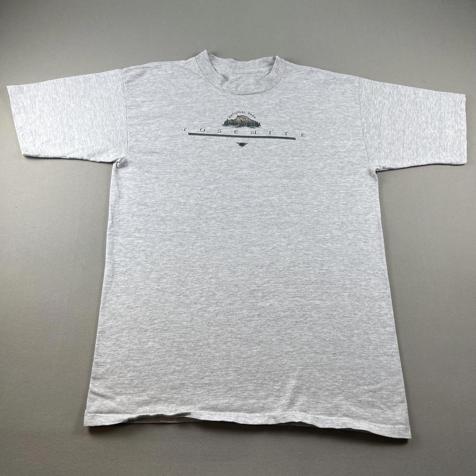 Vintage Yosemite National Park T-Shirt Mens Medium Gray Half Dome Hiking Nature 2XL